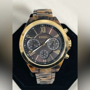Fossil Tortoise and Gold Chronograph Watch